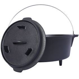 pre-Seasoned Cast Iron Dutch Oven With Skillet Lid, Outdoor Camping Deep Pot for Camping Fireplace Cooking BBQ Baking Campfire, Leg Base, 8 Quart pre-Seasoned Cast Iron Dutch Oven With Skillet Lid, Outdoor Camping Deep Pot for Camping Fireplace Cooking BBQ Baking Campfire, Leg Base, 8 Quart
